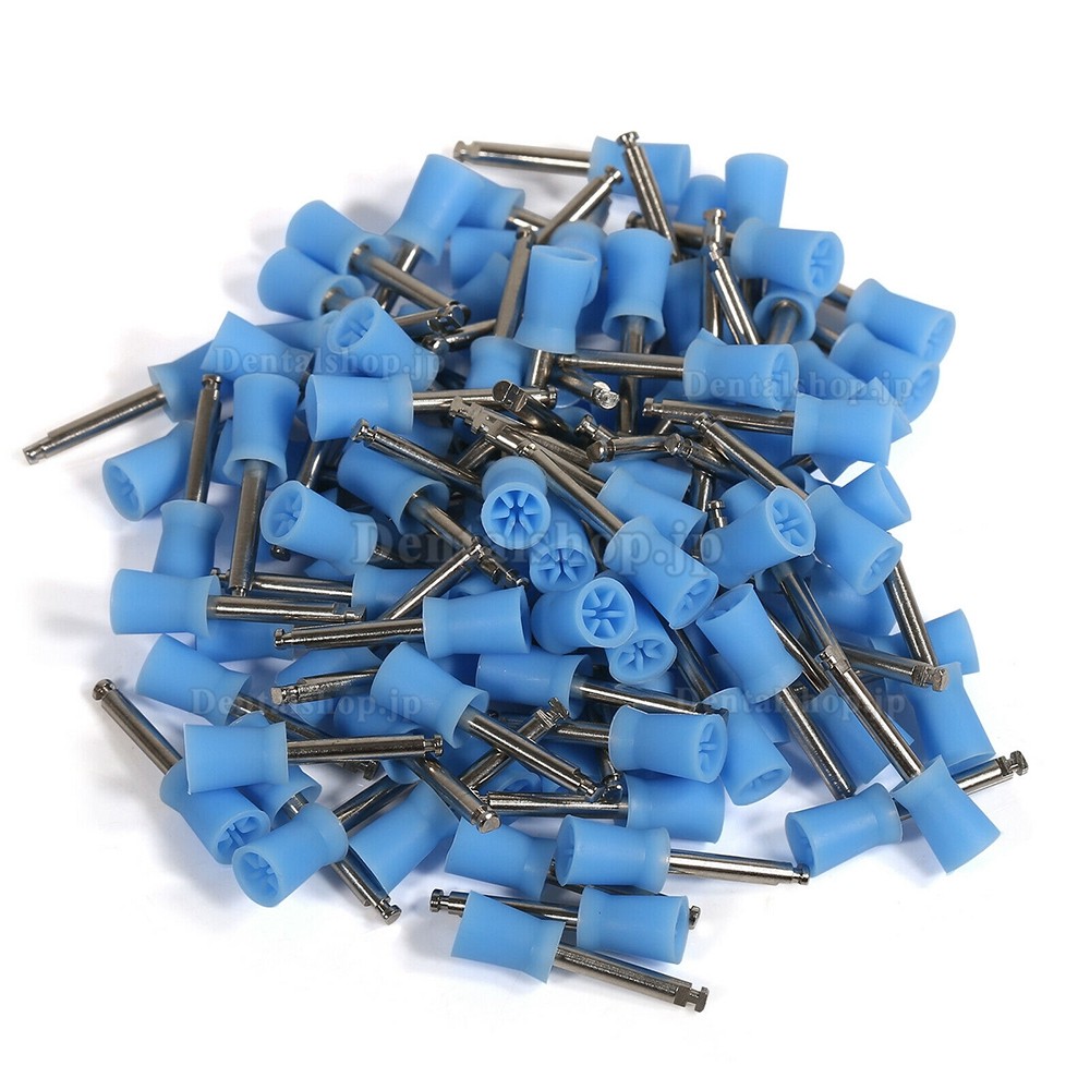 100pcs Dental Firm Prophy Cup Rubber Polish Brush Blue Polishing Head